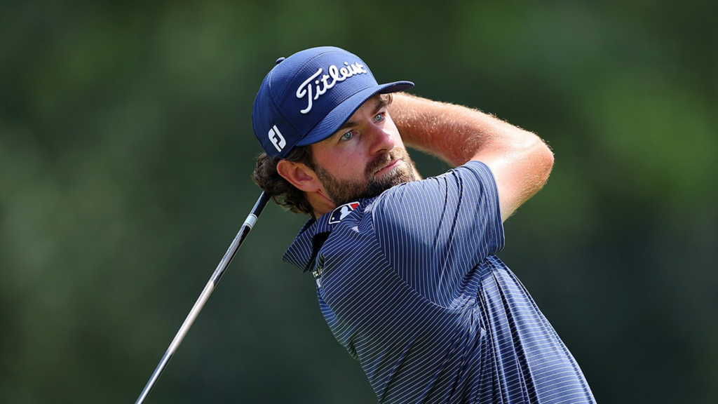 a close up image of cameron young, the players championship winner